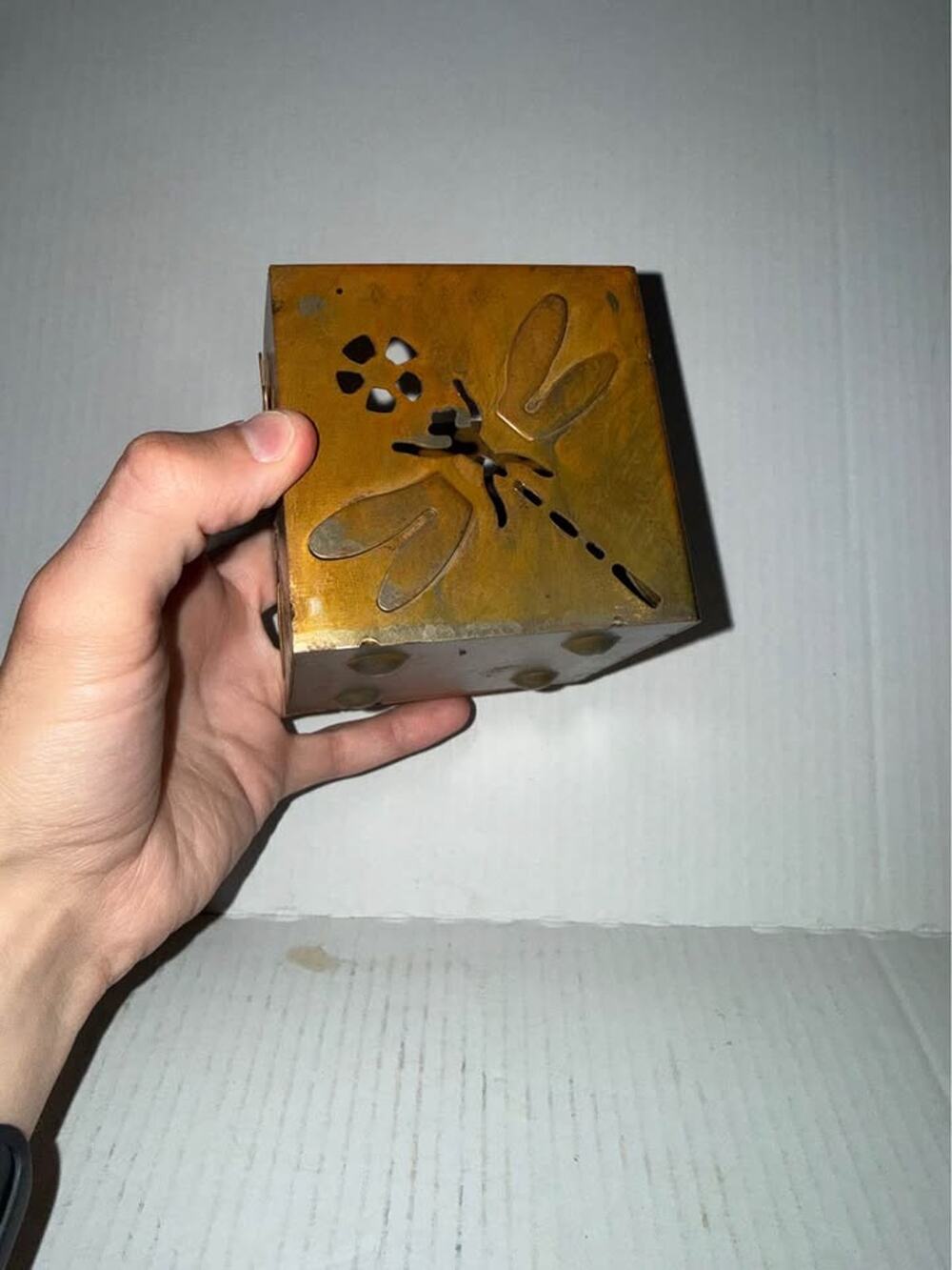 Rustic Metal Dragonfly Votive Candle Holder